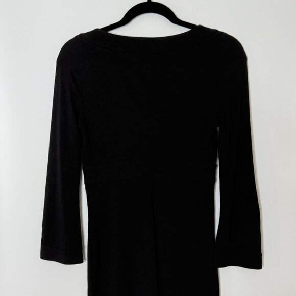 Diane von Furstenberg DVF Black Indy Dress Long Sleeve Bodycon V-Neck Jersey 0 - Picture 7 of 7